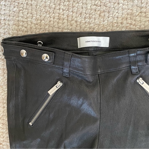 ASH Black Genuine Leather Biker Pants, Euro sz 40 - Picture 2 of 4